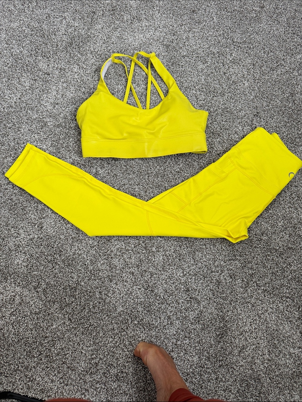 Women’s Bright Yellow High-Rise Leggings & Strappy Sports Bra Set